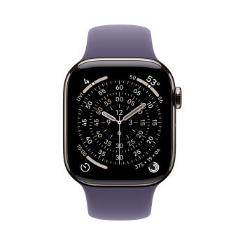 Apple Watch Series 11, 42 mm, Nalural Titanium GPS+Cellular, Purple Fog Sport Band S/M